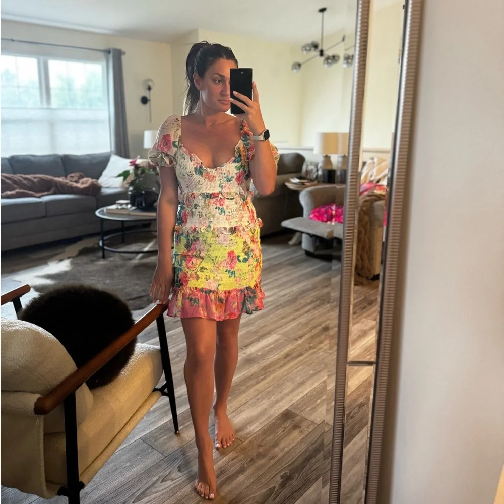 FLORAL RUCHED DRESS - Picture 2 of 5